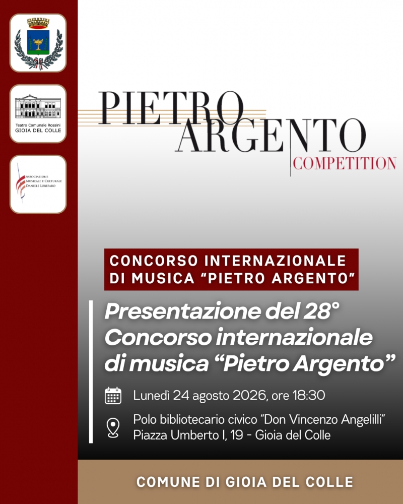 Luned� 24 agosto la presentazione del 28� Concorso internazionale di musica \