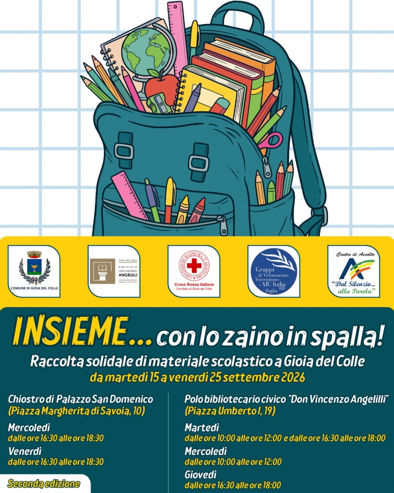 Da marted� 15 a venerd� 25 settembre 2026 la raccolta solidale \