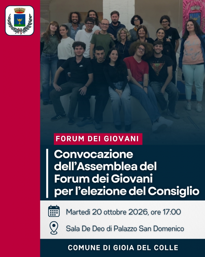 Convocazione dell�Assemblea del Forum dei Giovani per l�elezione del Consiglio