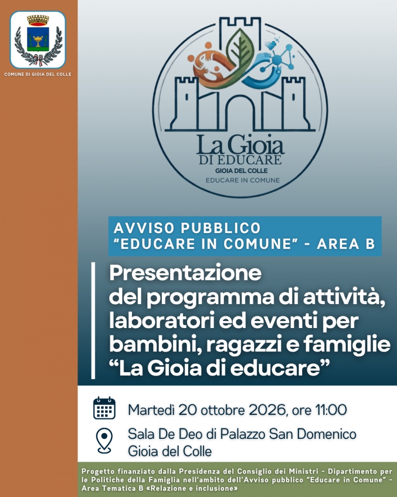 Marted� 20 ottobre la presentazione del progetto \